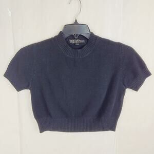 St. John Basic black cropped sweater Size Small Santana Knit Preppy Classic